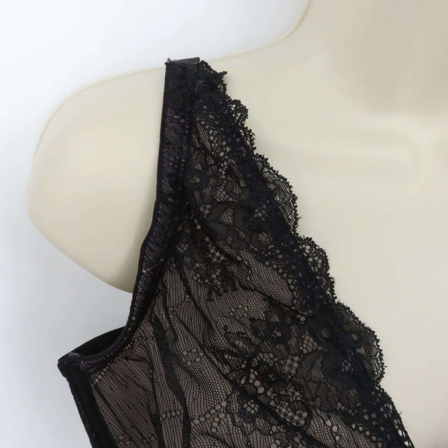 Vintage Smart & Sexy Bra 38D SA1225 Black Floral Flower Lace Underwire Unlined Lace Up Size ONE SIZE - 2 Thumbnail