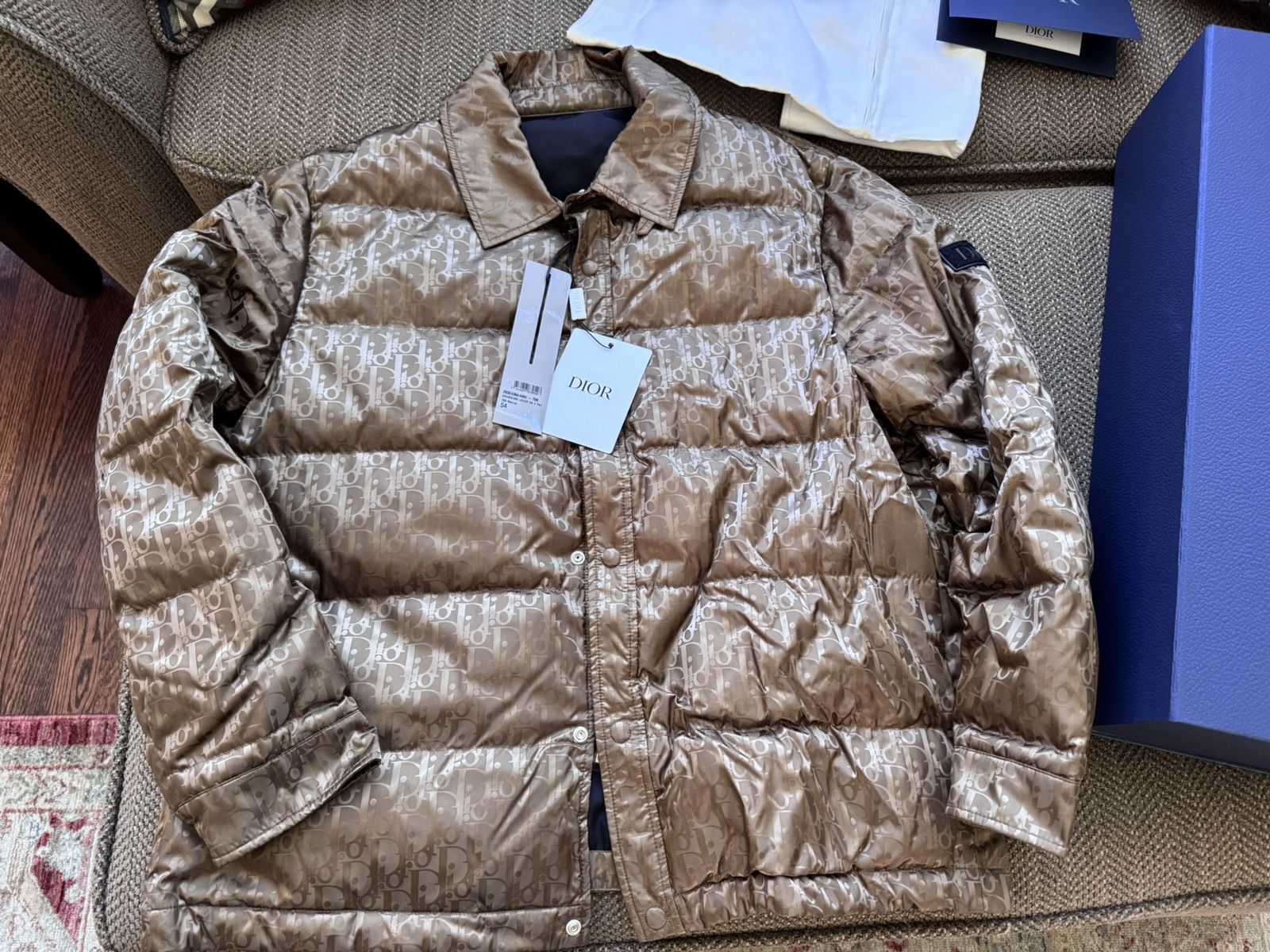 Dior Mens Dior Oblique Puffer Jacket Brown 54 Size US XL / EU 56 / 4 - 2 Thumbnail