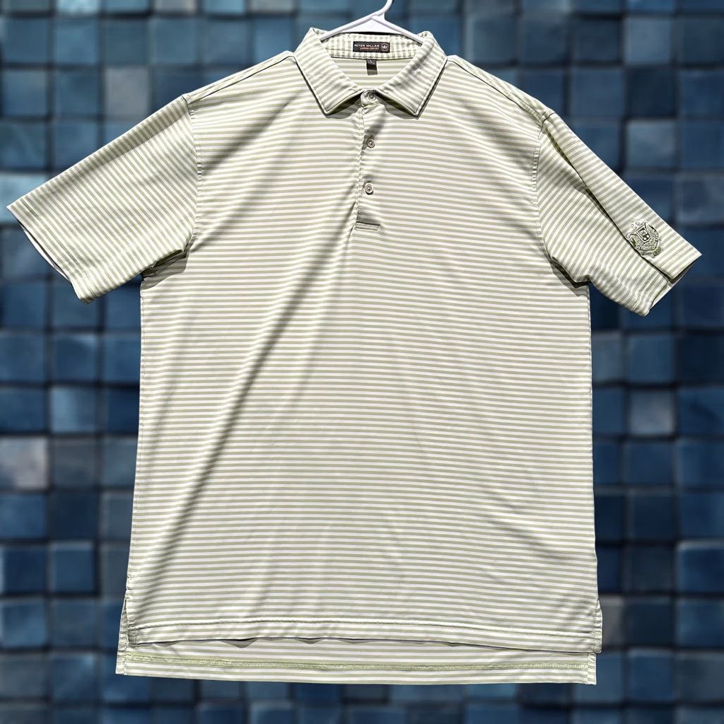 Peter Millar Peter Millar Polo Shirt Mens Large Green White Striped Golf Summer Comfort EUC Size US L / EU 52-54 / 3 - 1 Thumbnail
