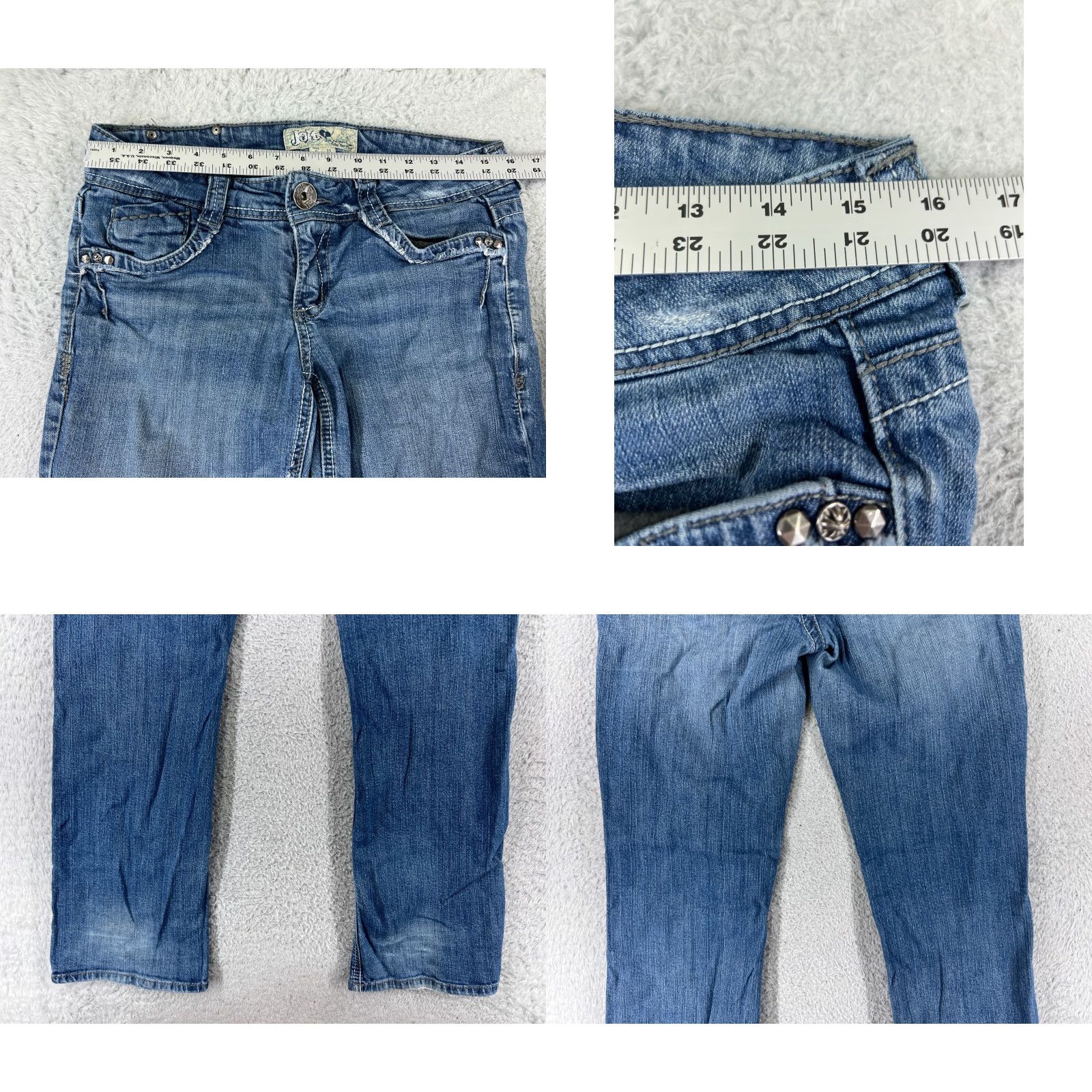 Vintage Jolt Jeans Women Bootcut 11 Blue Denim Distressed Cotton Blend 5-Pocket Regular Inseam 30.5 in Womens Jeans Size 32" / US 10 / IT 46 - 9 Thumbnail