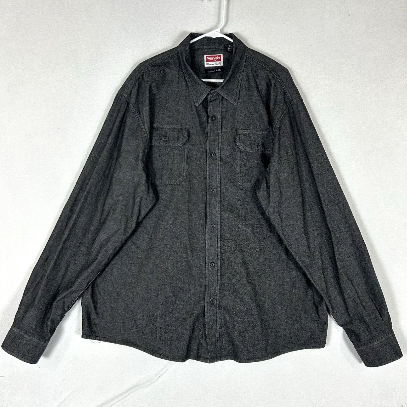 Wrangler Wrangler Shirt Button-Up 2XL Gray Long Sleeve Heavyweight Casual Mens Victory Western Modern Comfort Flex Button Up Shirt 2XL Gray Size US XXL / EU 58 / 5 - 2 Thumbnail