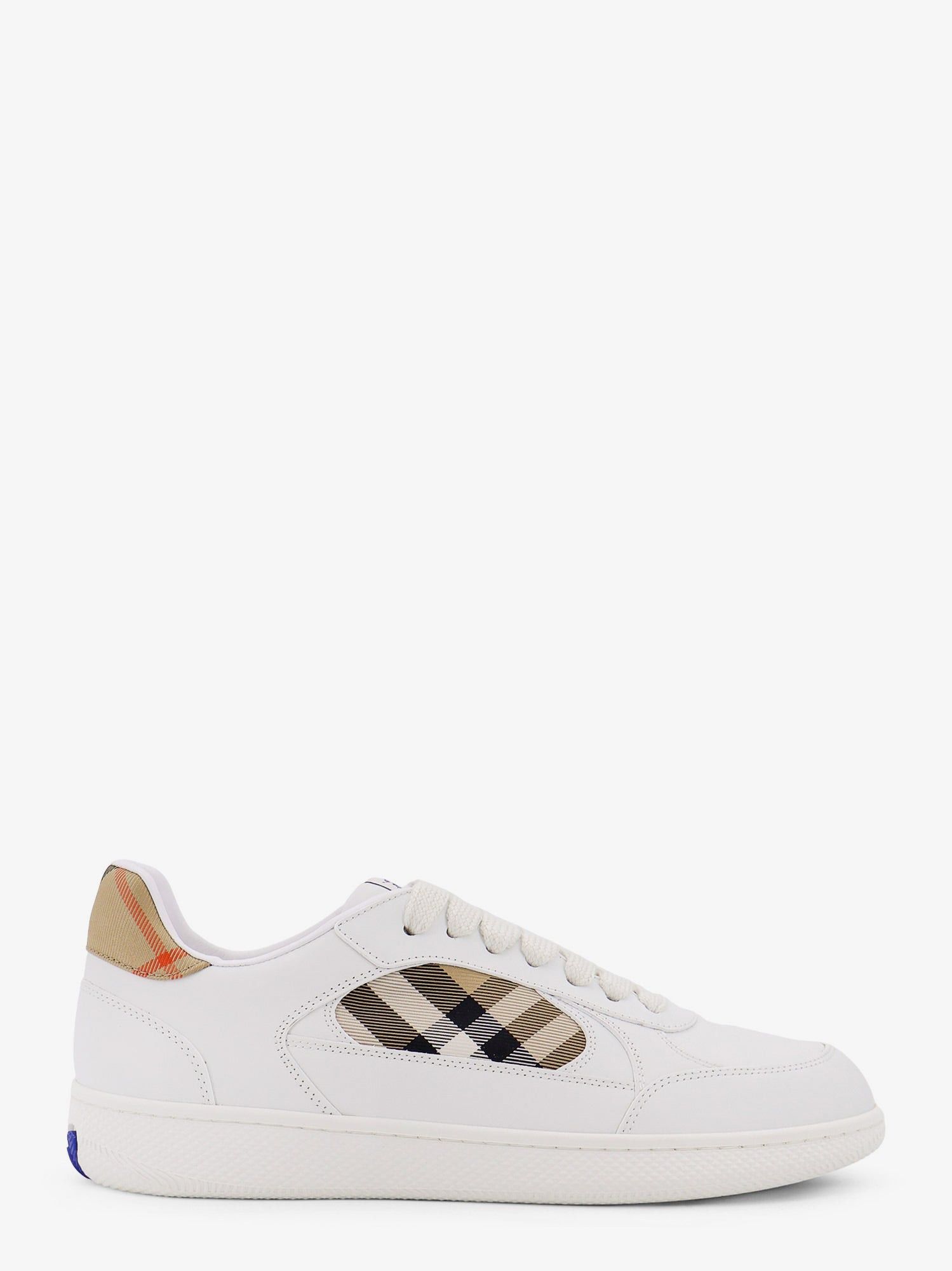 Burberry Low-Top Leather Sneakers With Check Inserts Size US 6 / EU 39 - 1 Thumbnail