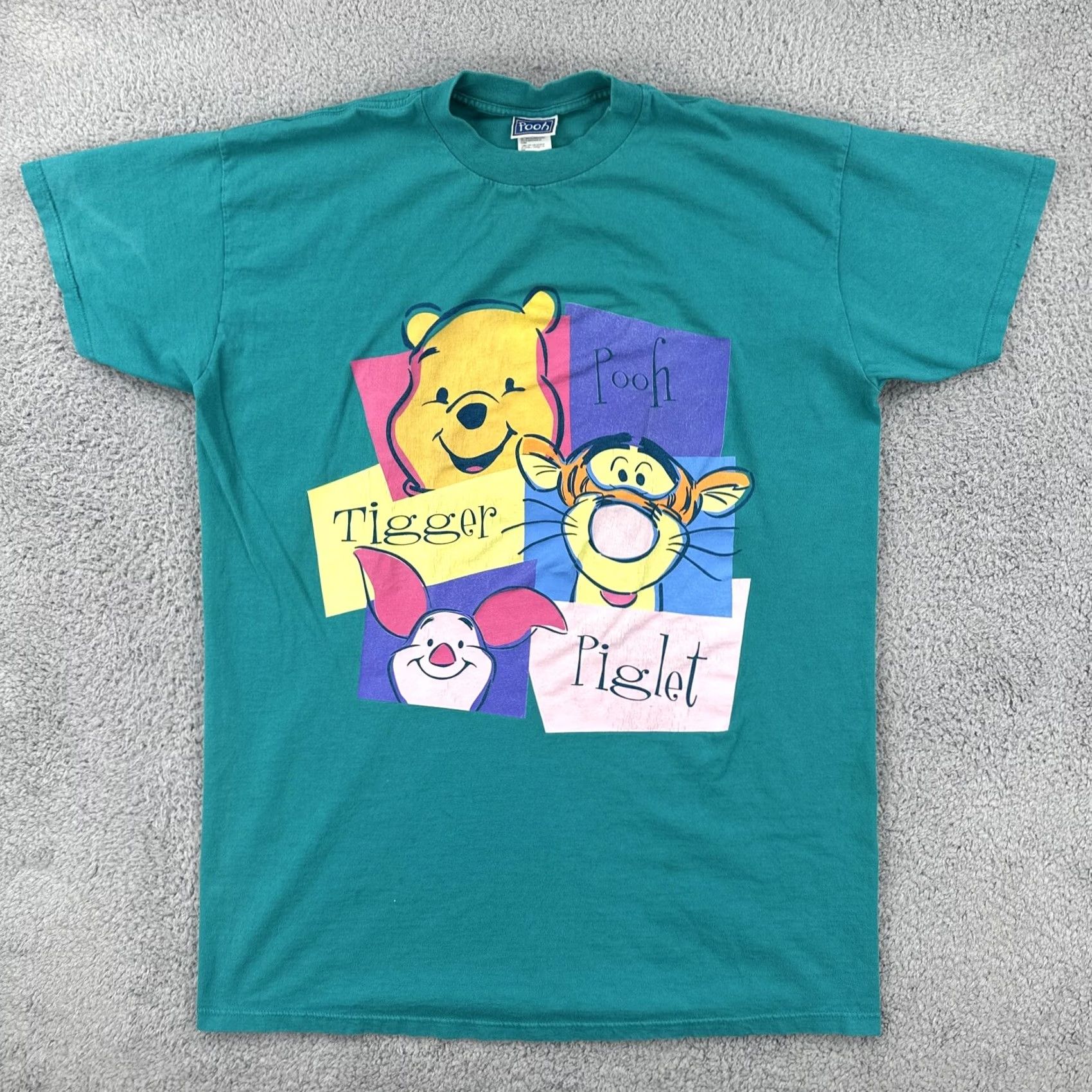 Vintage VINTAGE Pooh Graphic Tee Unisex One Size Fits Most Green 1990s Pooh Tiger Piglet Short Sleeve Men Size US M / EU 48-50 / 2 - 2 Thumbnail