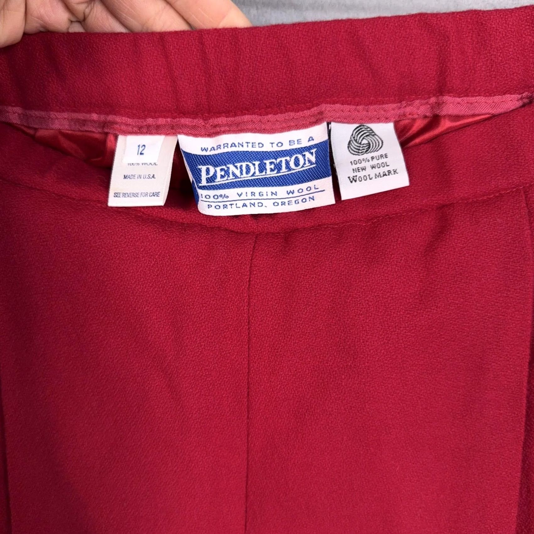 Pendleton VINTAGE Pendleton Pants Womens 12 Red Wool Pleated Tapered High Waist Dressy Size 34" / US 12 / IT 48 - 5 Thumbnail