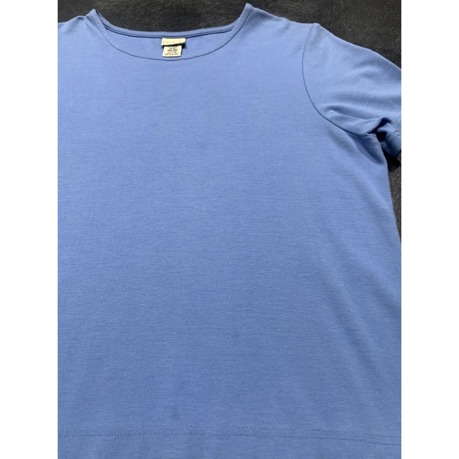 Vintage L.L. Bean Women's Medium Blue Short Sleeve Cotton Crew Neck T-Shirt - Solid Classic Fit Size M / US 6-8 / IT 42-44 - 2 Thumbnail