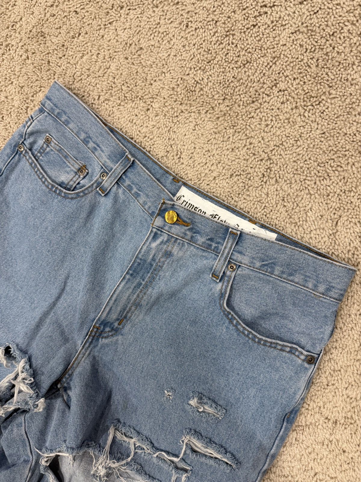 Other Light Blue Heavily Distressed Baggy Jeans Ripped Repaired Size US 36 / EU 52 - 3 Thumbnail