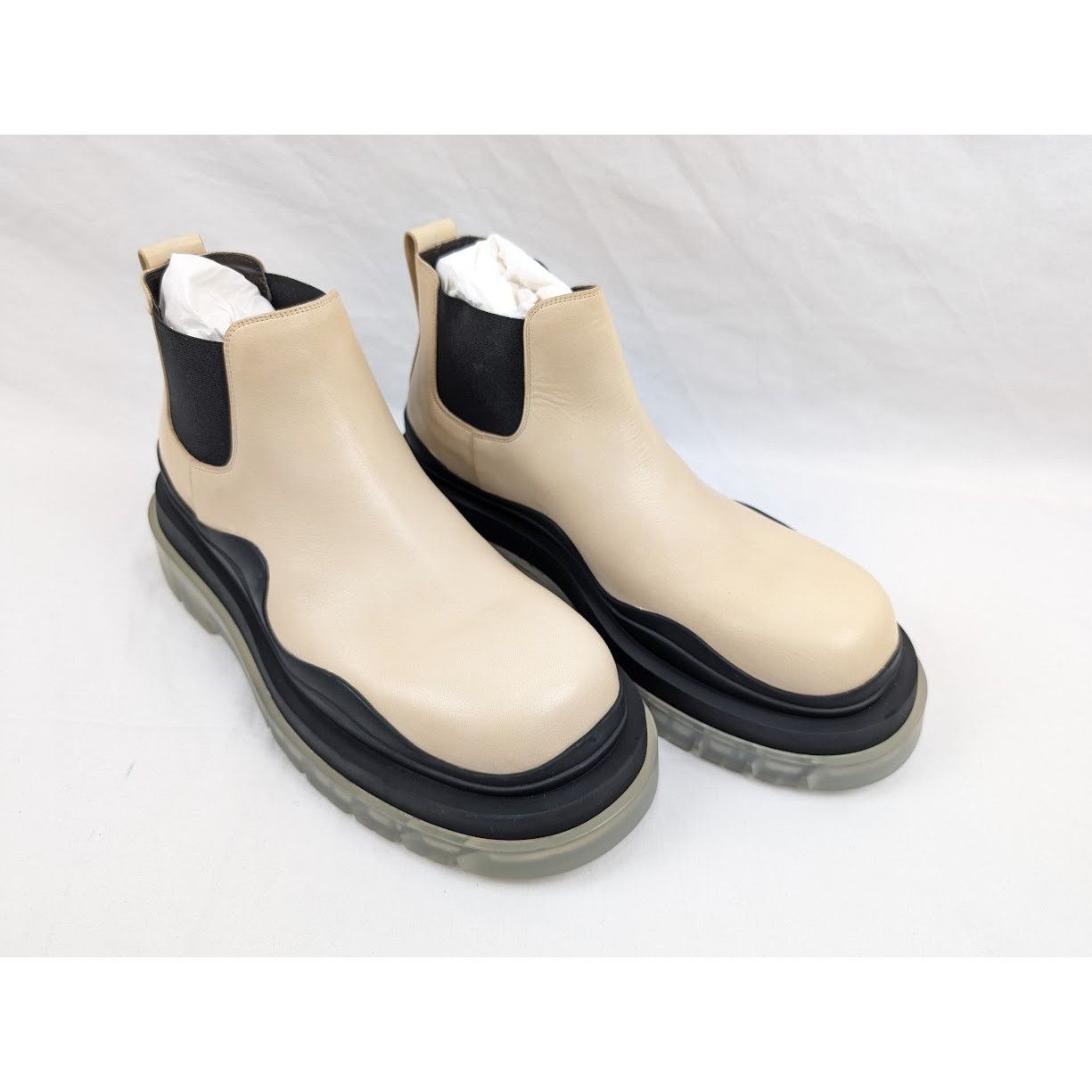 Bottega Veneta o1rshd1 Vegetal Calfskin Stiv Pel Boots in Butter/Black Size US 11 / EU 44 - 14 Thumbnail