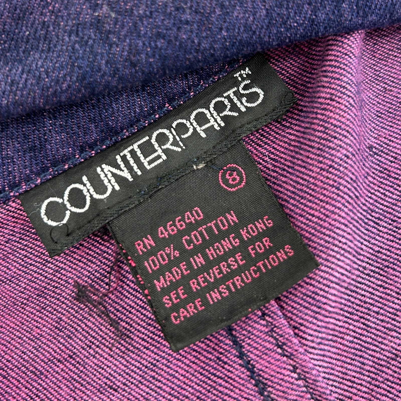 Vintage 80s Cotton Purple Blue Abstract Belted Denim Duster Coat Size M / US 6-8 / IT 42-44 - 8 Thumbnail