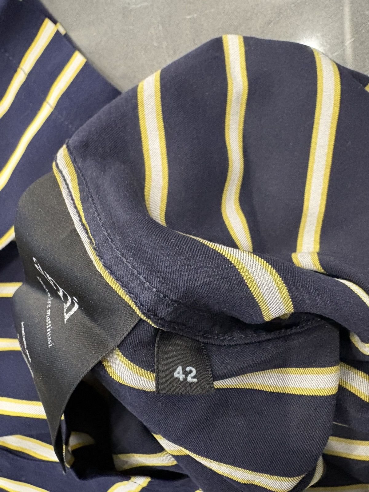 AMI Ami Paris Alexandre Mattiussi Blue Yellow Striped Shirt Size US L / EU 52-54 / 3 - 5 Thumbnail