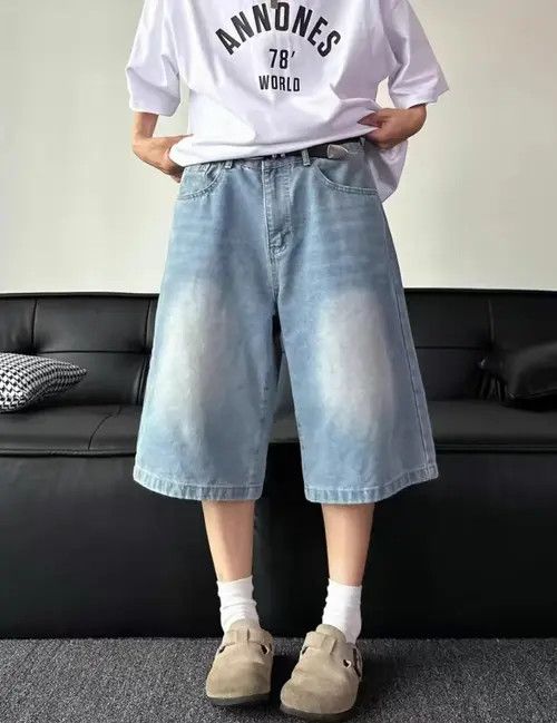 Japanese Brand × Jean Blue Street Fashion Washed Denim Shorts Size US 32 / EU 48 - 1 Thumbnail
