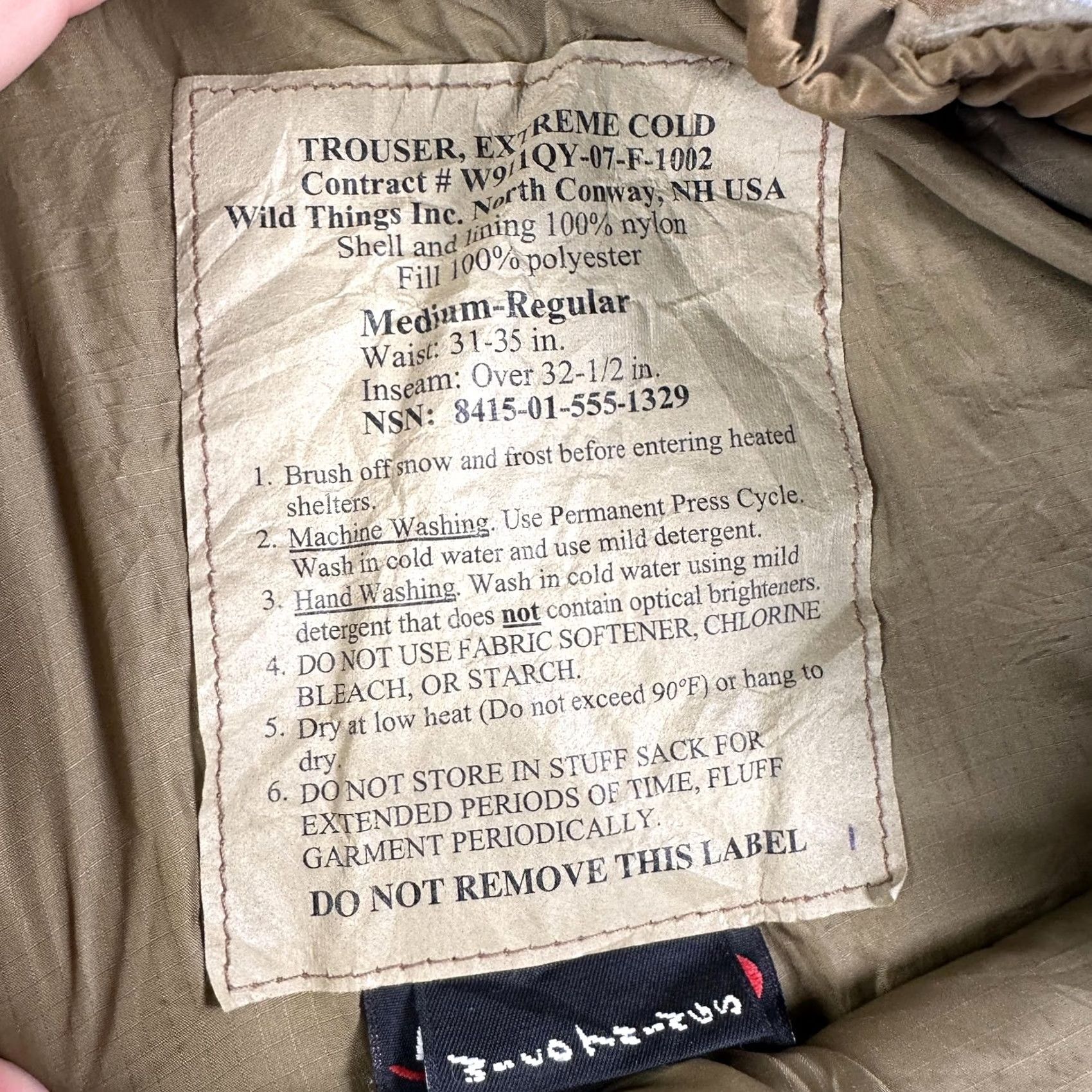 Wild Things USMC Snow Pants Mens M Brown Primaloft Extreme Cold Military Size US 31 - 2 Thumbnail