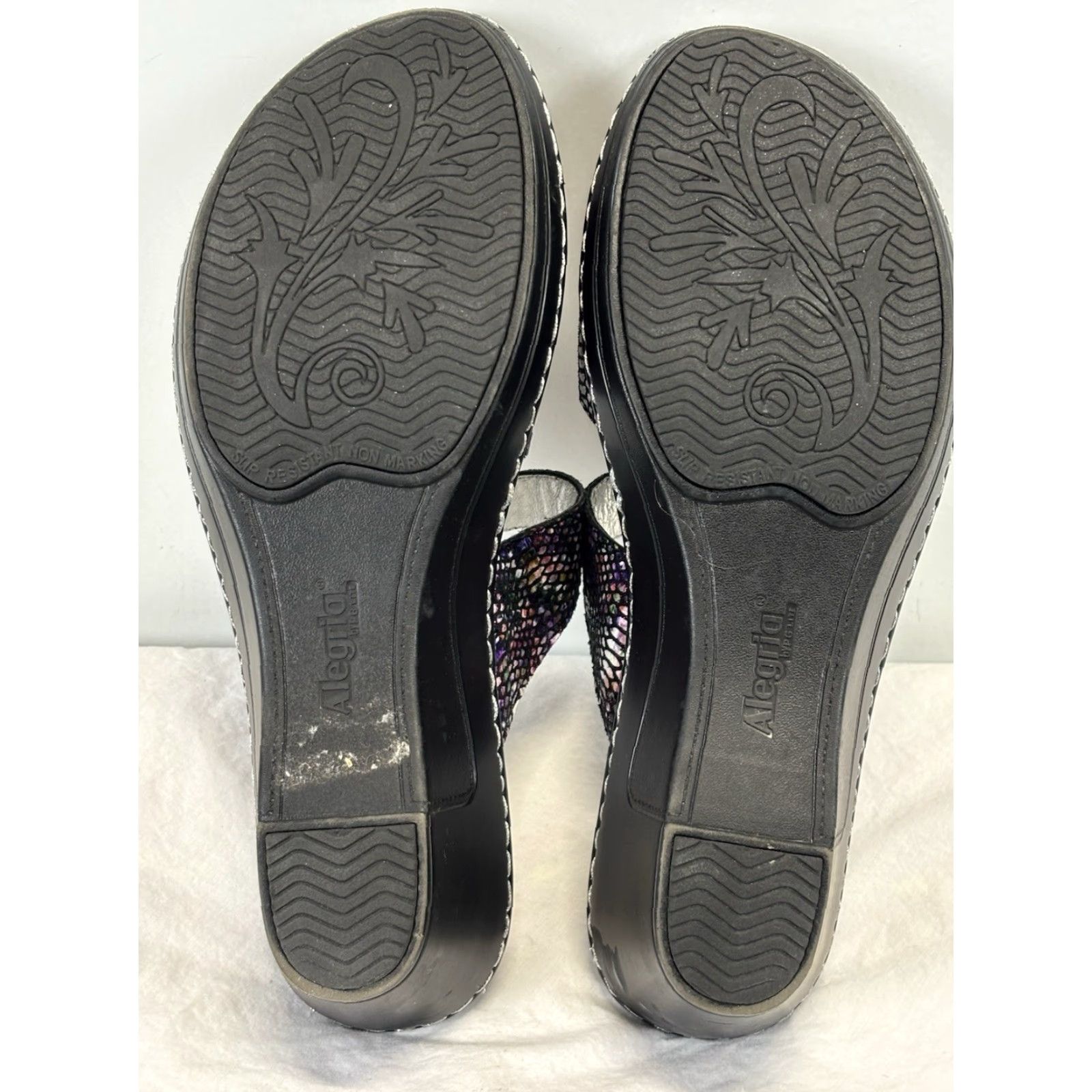 Vintage Alegria Loti Funtastic Slip-on Leather Wedge Sandal EU 41 10 Purple Snakeskin Women Size US 10 / IT 40 - 5 Thumbnail