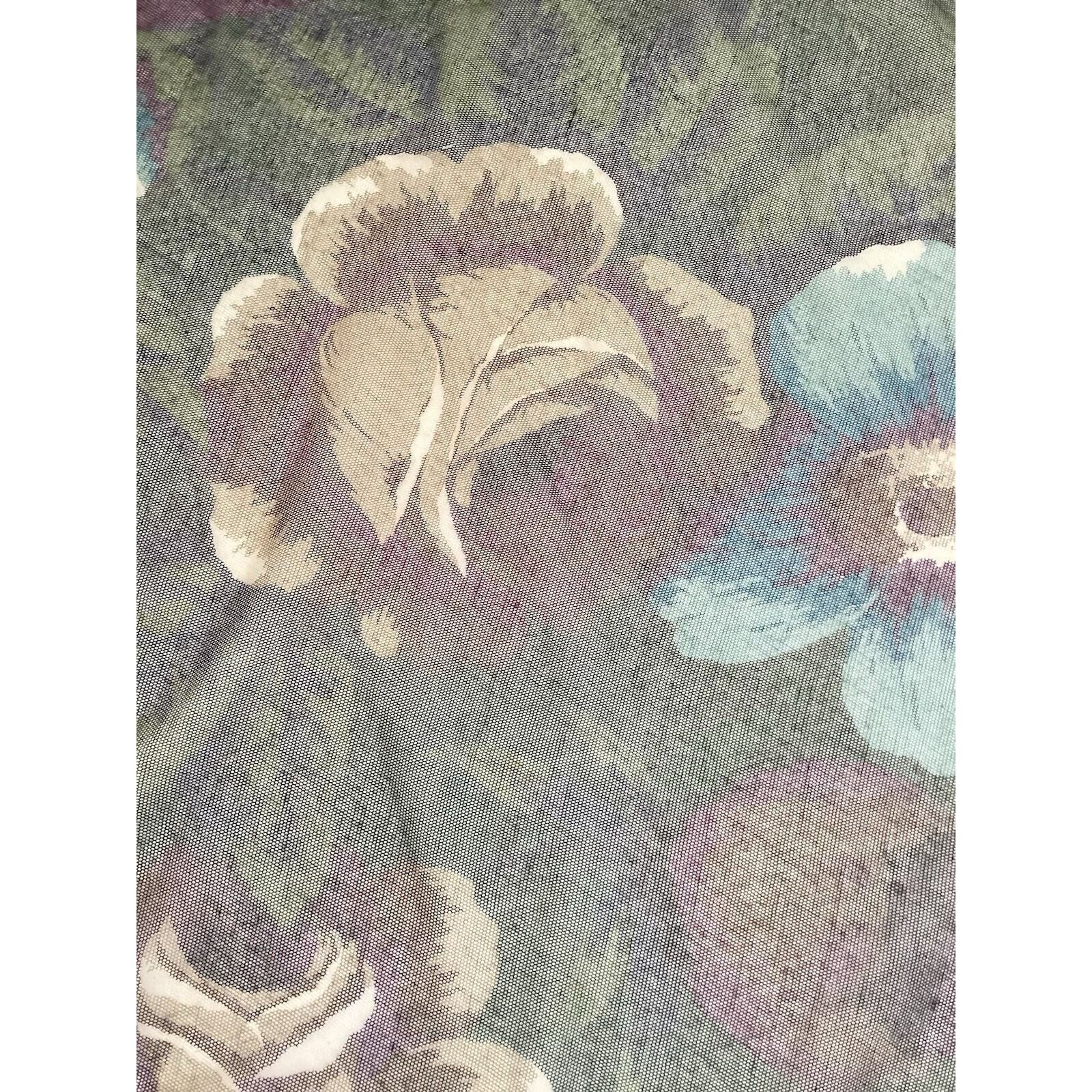 Kenzo KENZO PARIS Purple Green Floral Cotton Veiled Scarf M.In Jap Size ONE SIZE - 8 Thumbnail