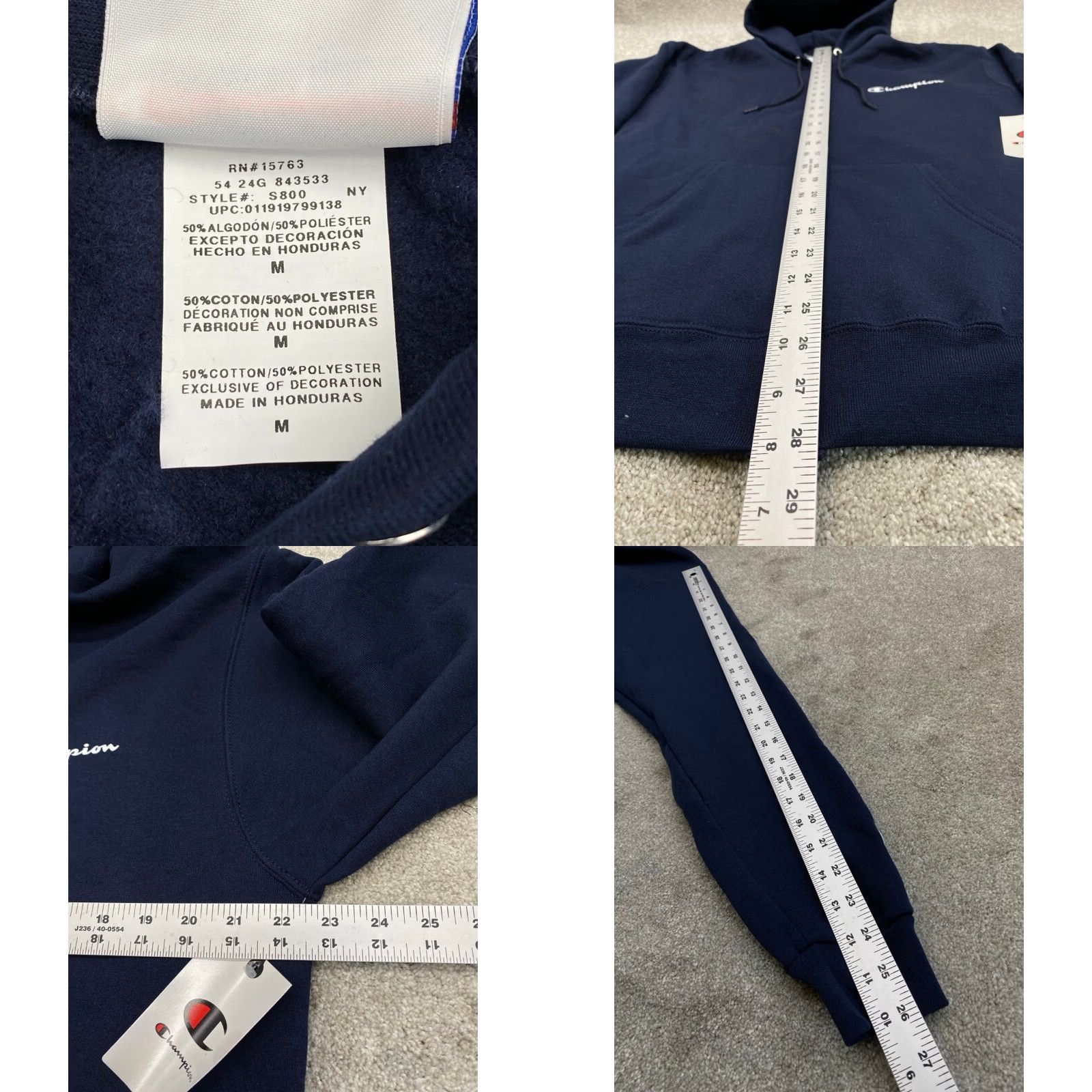 Champion VINTAGE Champion Hoodie Mens M Navy Blue Fleece Pockets Logo 90s Size US M / EU 48-50 / 2 - 8 Thumbnail