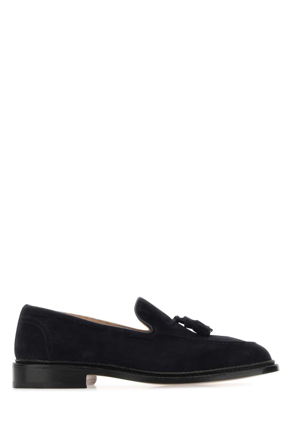 Navy Blue Suede Elton Loafers