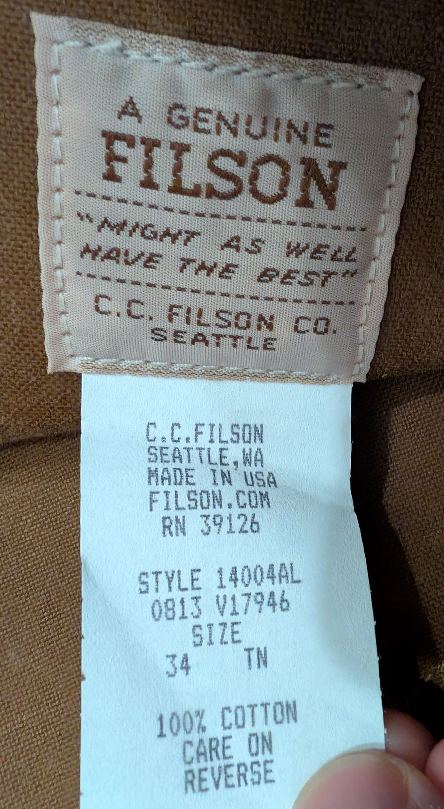 Filson NWT Filson Oil Finish Double Tin Cloth Pants Made in USA Size US 34 / EU 50 - 4 Thumbnail