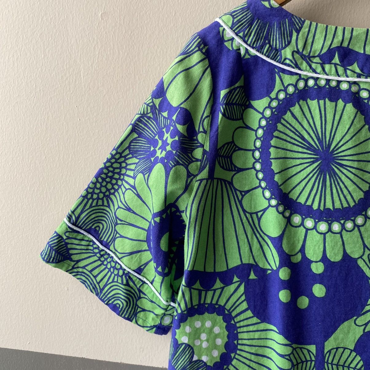 Marimekko Marimekko® Blue Green Retro Floral Blouse Size XS / US 0-2 / IT 36-38 - 9 Thumbnail