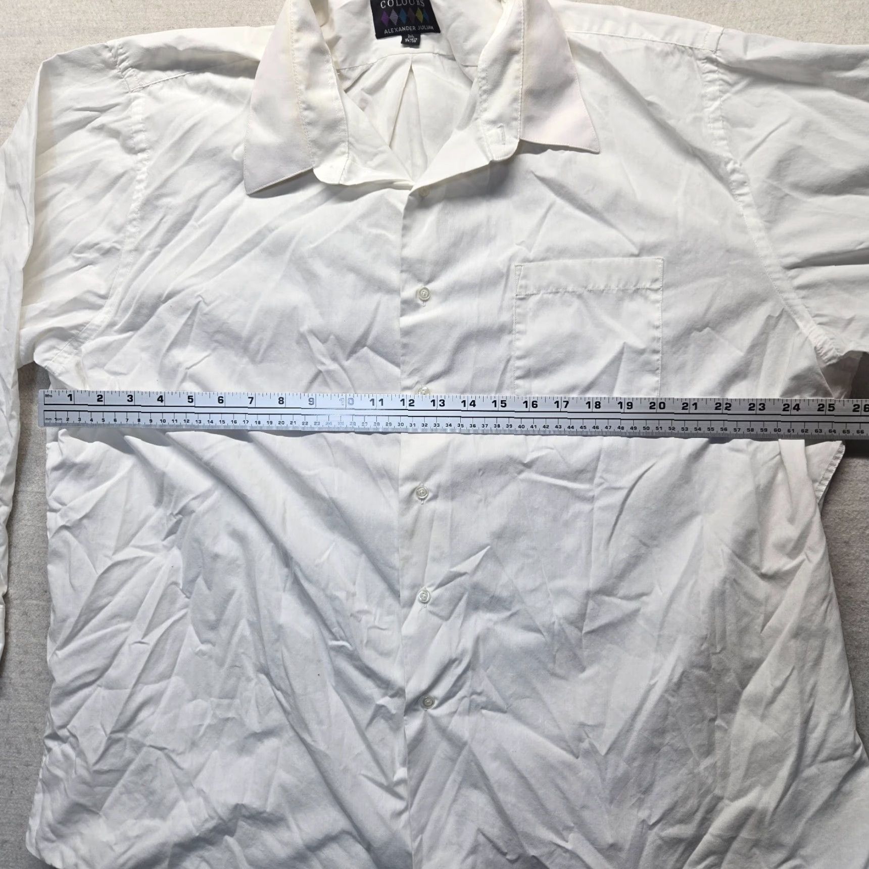 Alexander Julian Alexander Julian Colours Solid White Button Up Shirt Men 2XL 18 18.5 34/35 Shirt Mens 2XL White Cotton Blend Dress Shirt Vintage No Size 48R - 4 Thumbnail