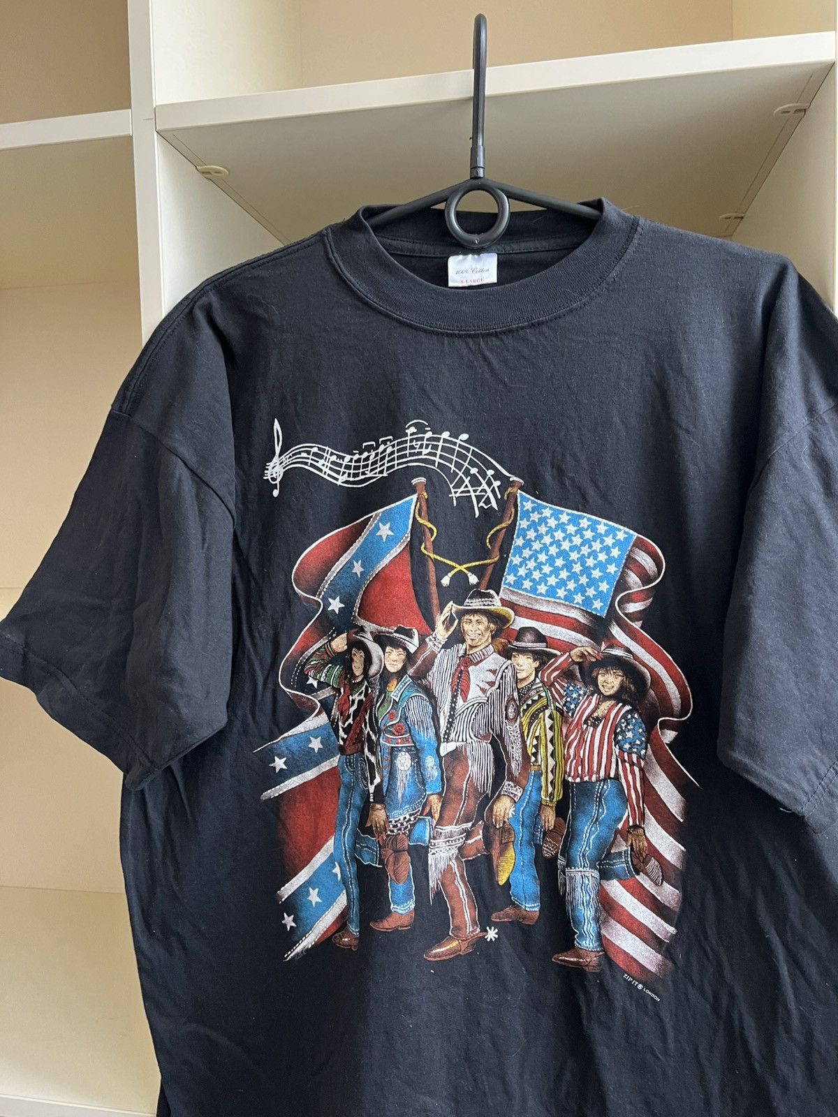 Vintage Vintage 90s Cowboy Rodeo T-Shirt Black American Flag Graphic Size US XL / EU 56 / 4 - 4 Thumbnail