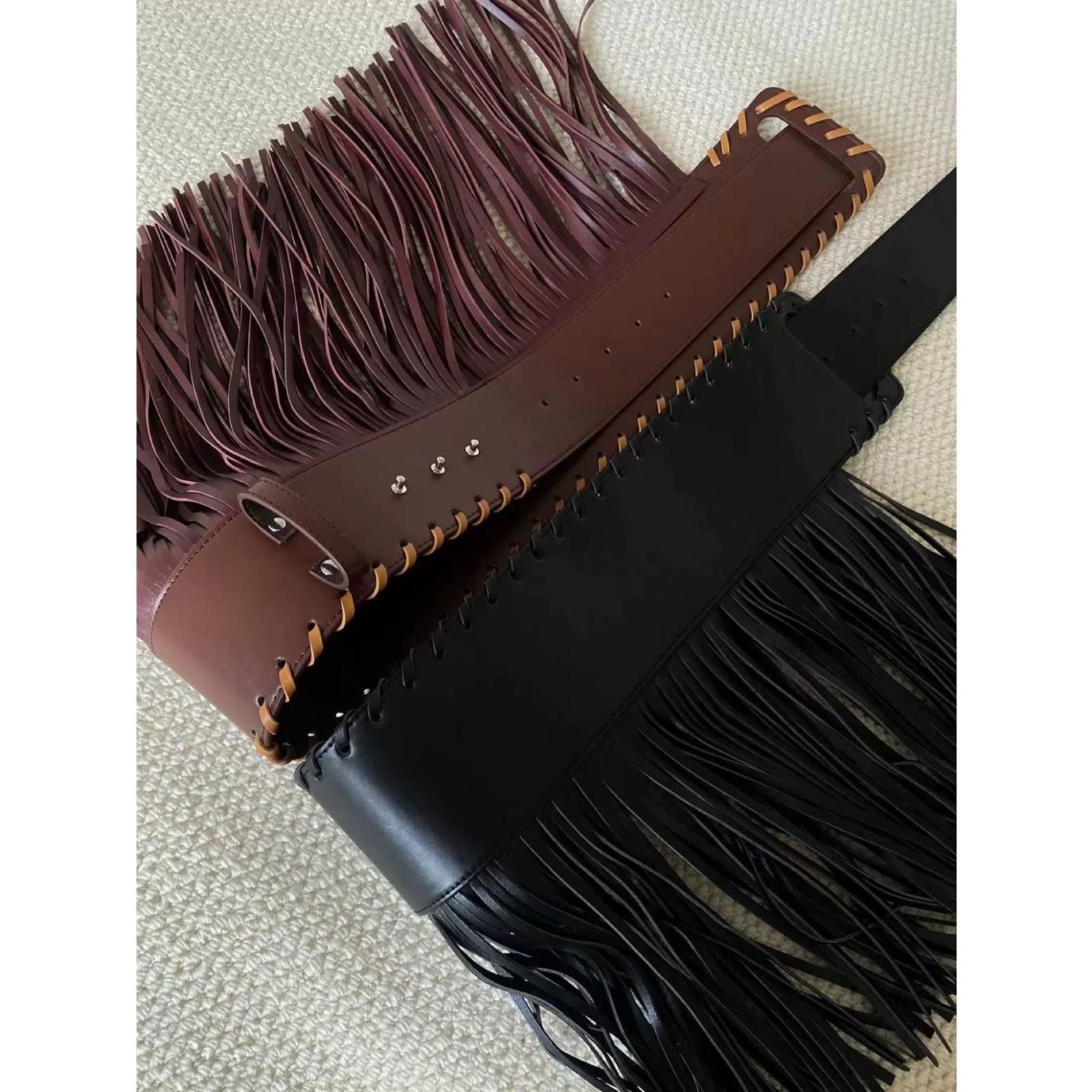 Japanese Brand Y2K Edgy Chunky Modern Belt, Tassel Wide Strap Waistband Size ONE SIZE - 8 Thumbnail