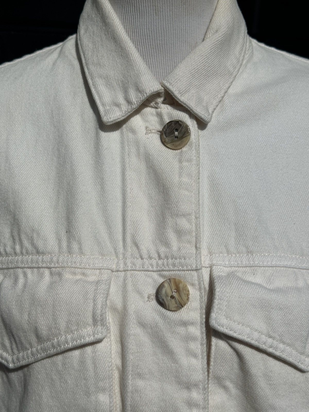 Zara Zara Oversized Denim Jean Jacket Ivory Women's S Trucker Size S / US 4 / IT 40 - 3 Thumbnail