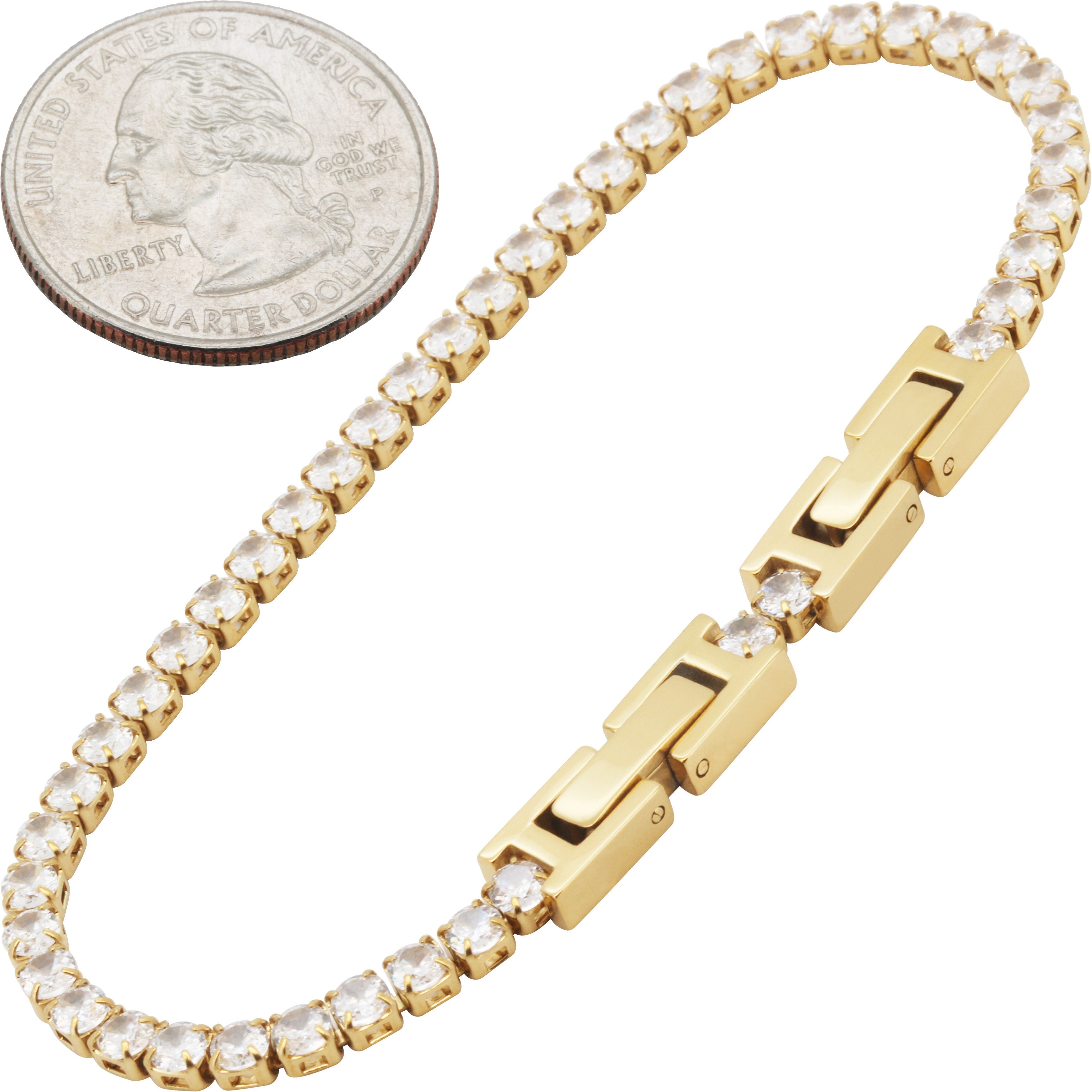Other 316L SS 18k GP AAA CZ 3mm Tennis Bracelet 6.5”-7.5" Size ONE SIZE - 1 Preview
