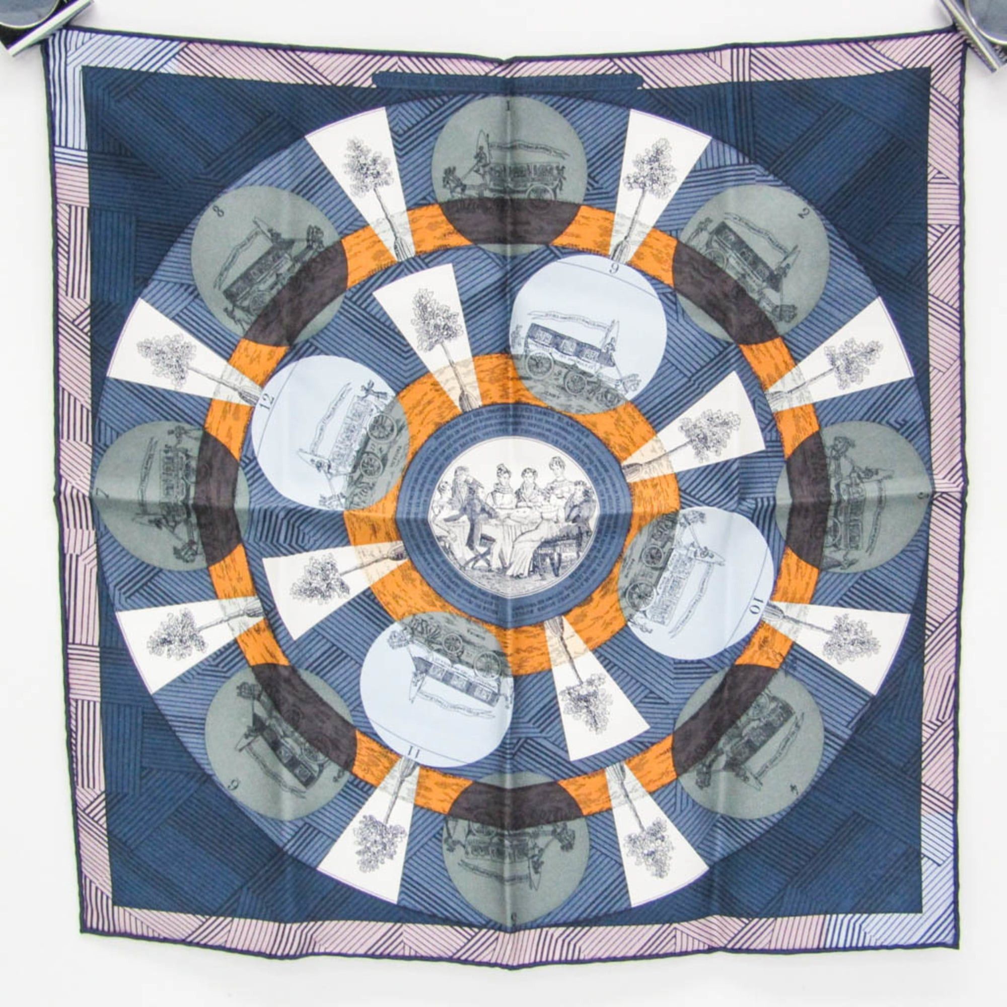 Hermes Hermes Carré 40 JEU DES OMNIBUS REMIX Women's Silk Scarf Blue,Green,Orange Size ONE SIZE - 1 Thumbnail