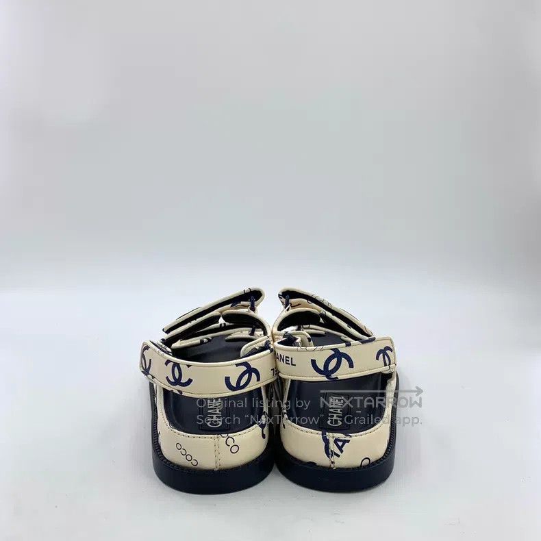 Chanel Chanel Beige camellia double C print casual Velcro flat sa Size US 7 / IT 37 - 4 Thumbnail