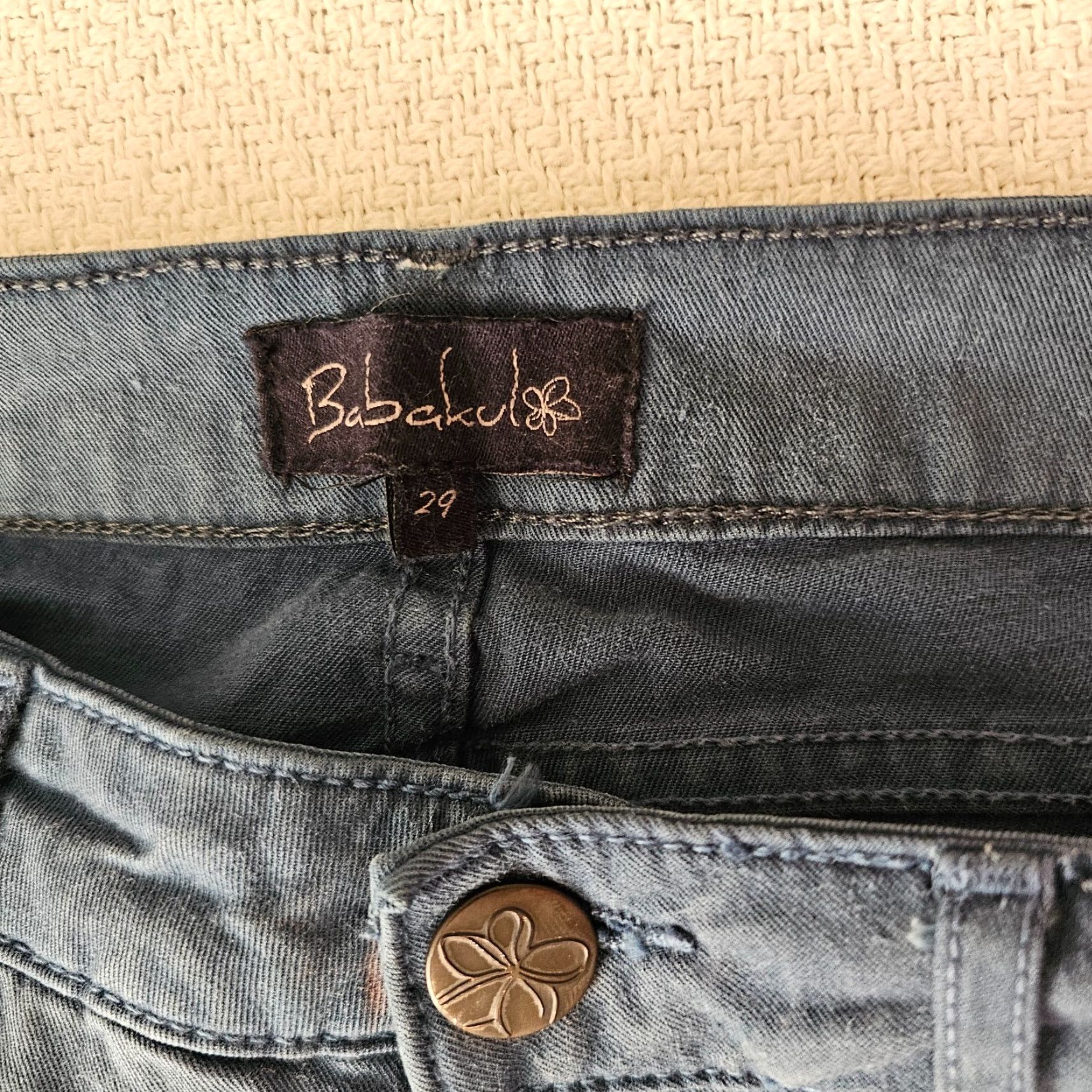 Vintage VINTAGE Babakul Chino Pants Women 29 Blue Stretch Zipper Metal Rivet Accents Size 29" - 3 Thumbnail