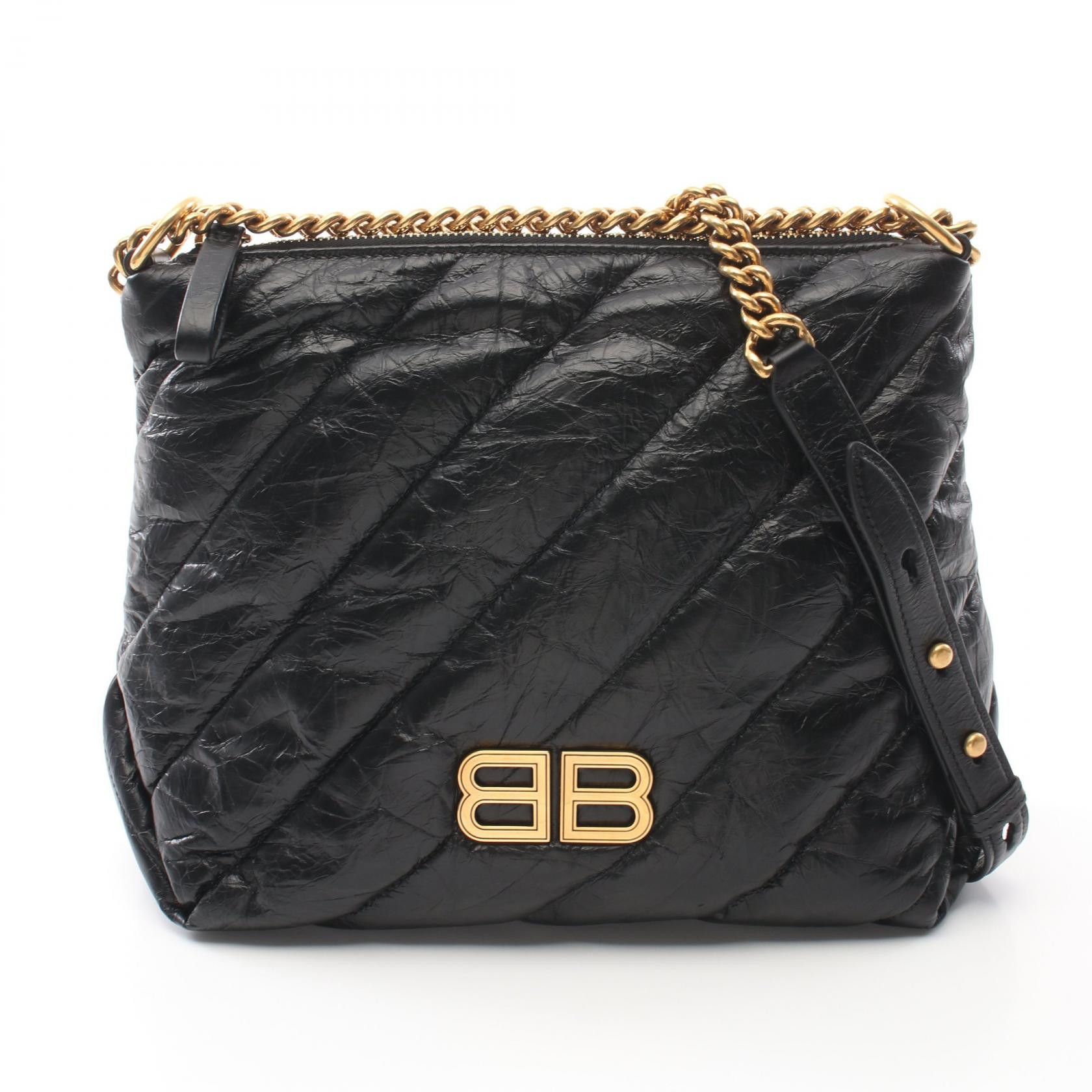 Balenciaga Balenciaga Crush Small 2Way Shoulder Bag Leather Leather Shoulder Bag 806479210J11000 in Black, Women's