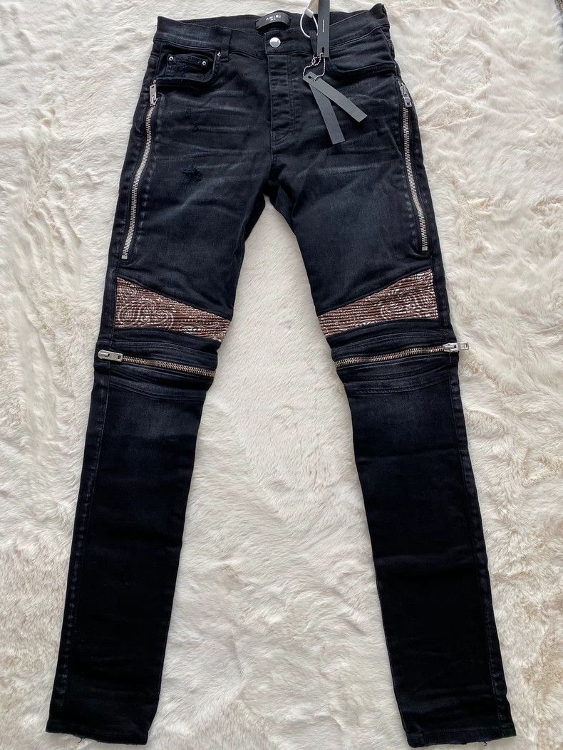 Amiri Amiri Washed Black Cashew Flower mx2 Jean Size US 31 - 1 Thumbnail