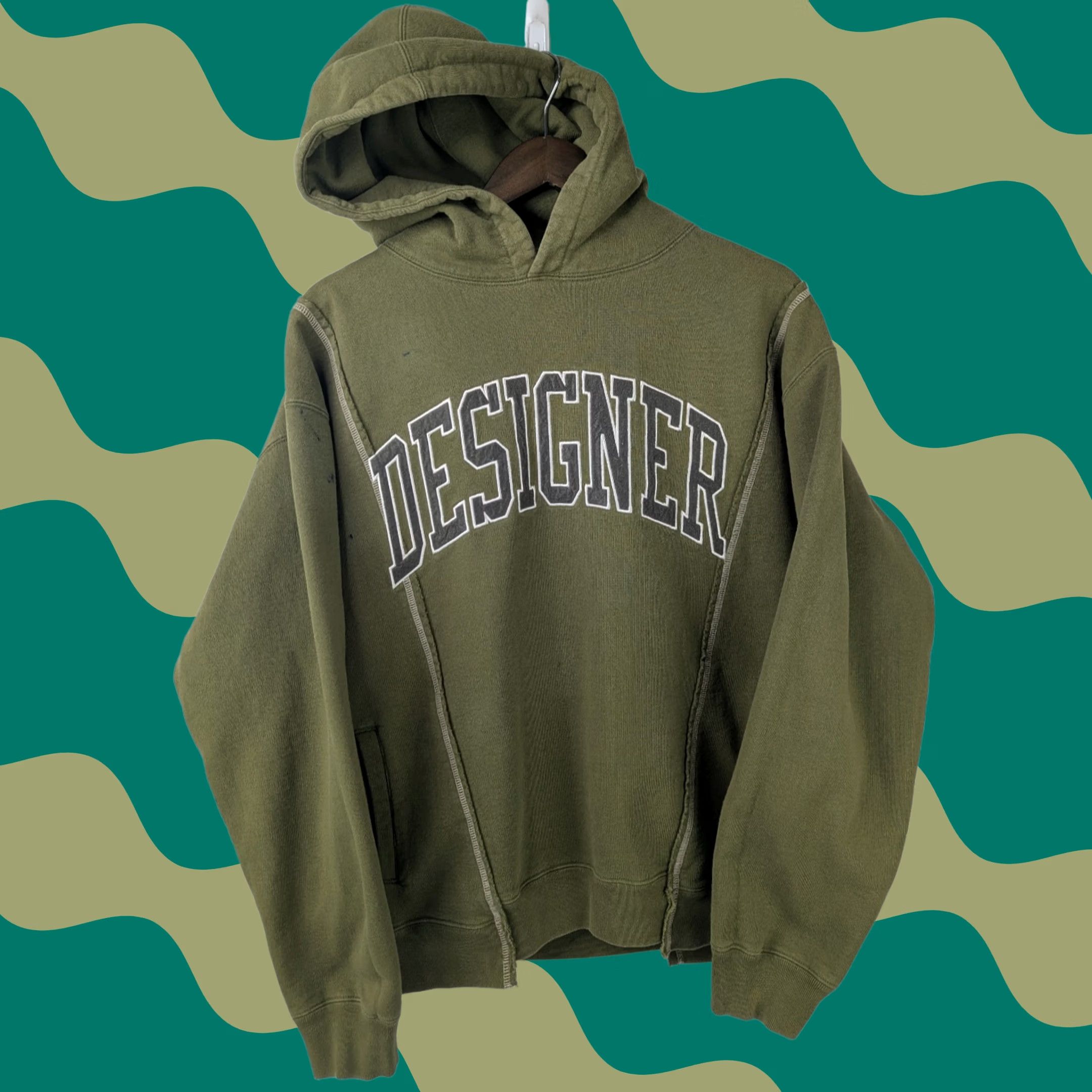 Market MARKET Hoodie Mens Large Pullover Olive Green Graphic Print Sweater Streetwear Hip Hop Designer Size US L / EU 52-54 / 3 - 1 Thumbnail