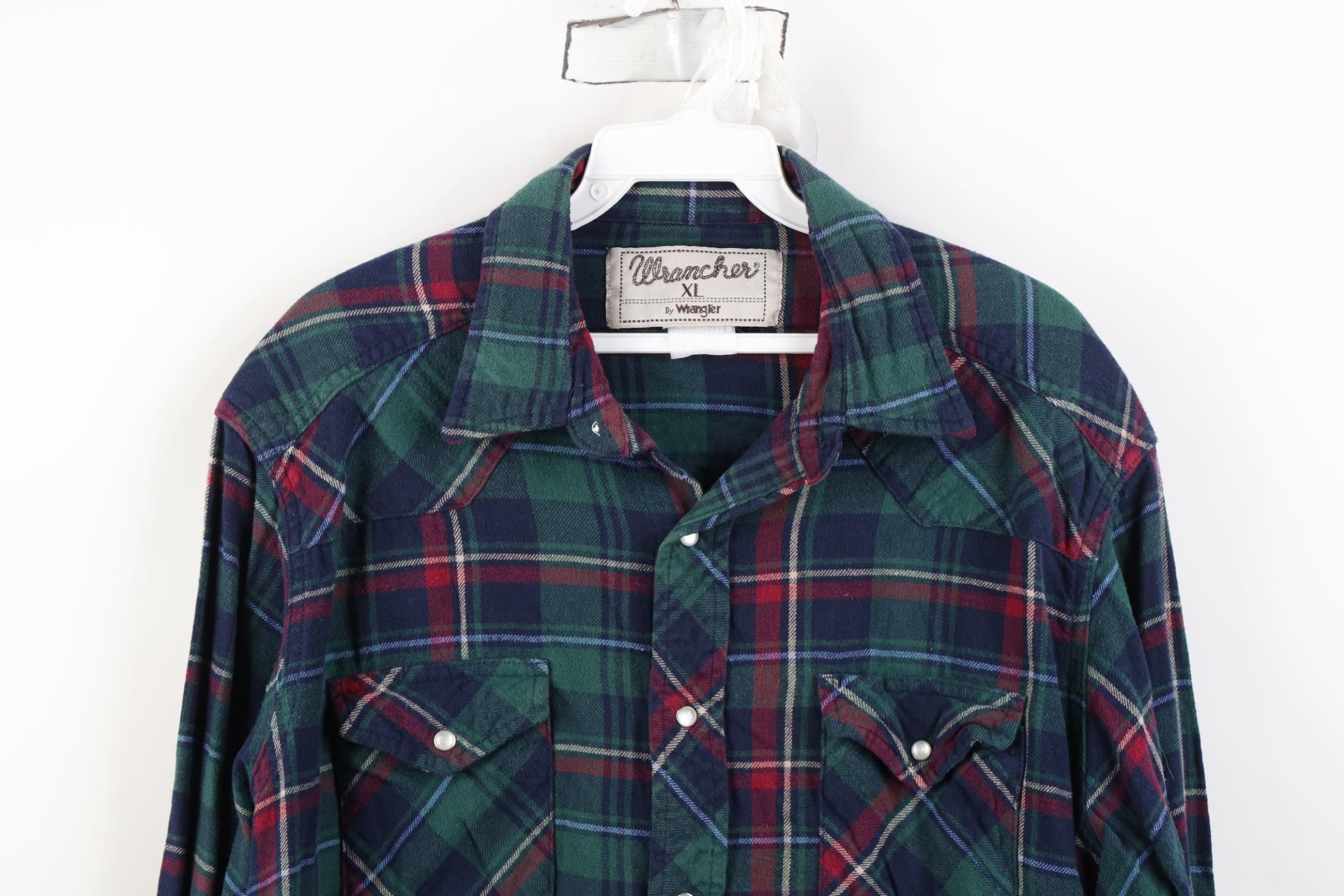 Wrangler Vintage 90s Wrangler Cowboy Rodeo Flannel Button Shirt Plaid Size US XL / EU 56 / 4 - 2 Thumbnail