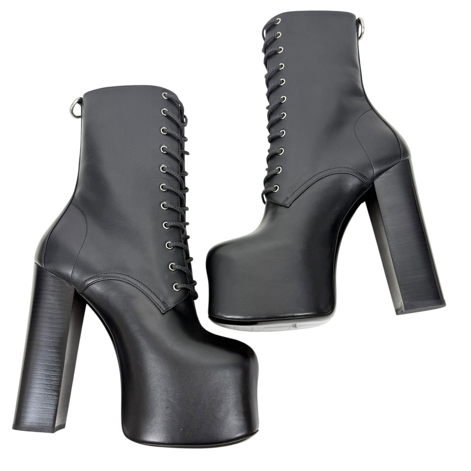 Saint Laurent Paris New Saint Laurent Cherry Lace Up Leather Platform Boots Size US 7.5 / IT 37.5 - 5 Thumbnail