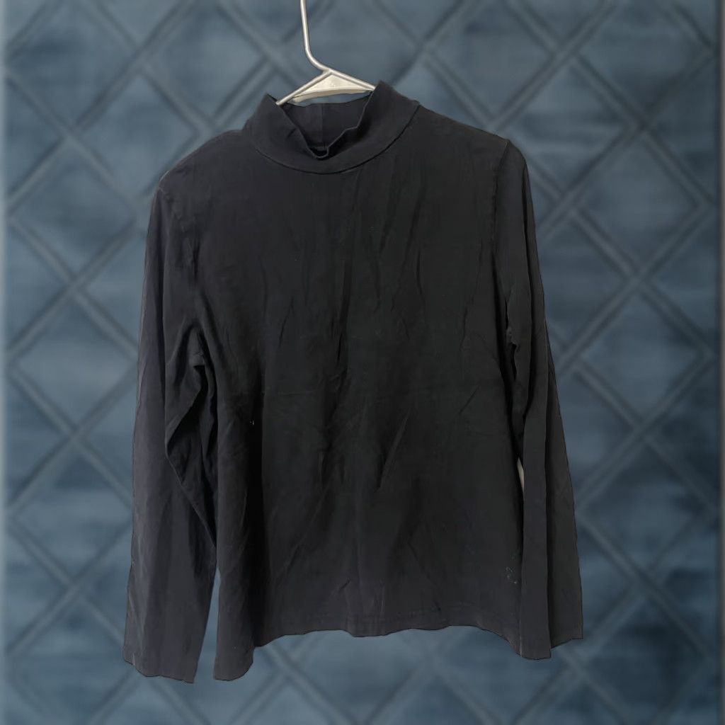 Croft & Barrow Croft & Barrow Top Mock Neck Black Long Sleeve Women XL Stretch Shirt Size XL / US 12-14 / IT 48-50 - 1 Thumbnail