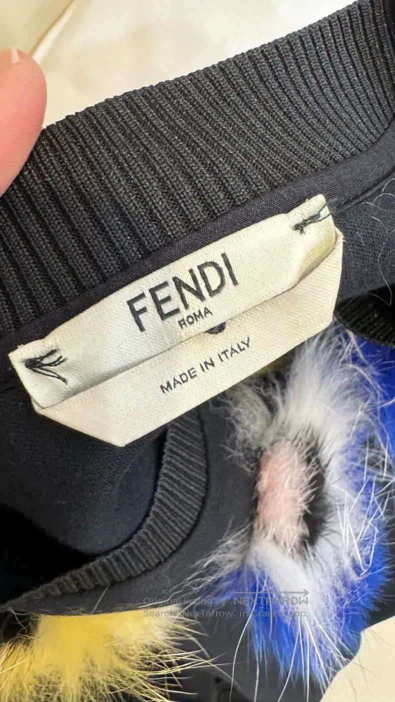 Fendi Fendi Black Crew Neck Top with Colorful Pom-Pom Trim Size XS / US 0-2 / IT 36-38 - 3 Thumbnail