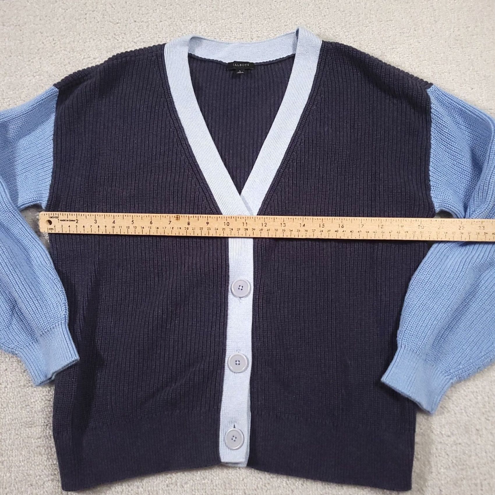 Talbots Talbots Cardigan Sweater Womens Large Blue Colorblock Pima Cotton Career Shirt Mens? Size L / US 10 / IT 46 - 3 Thumbnail