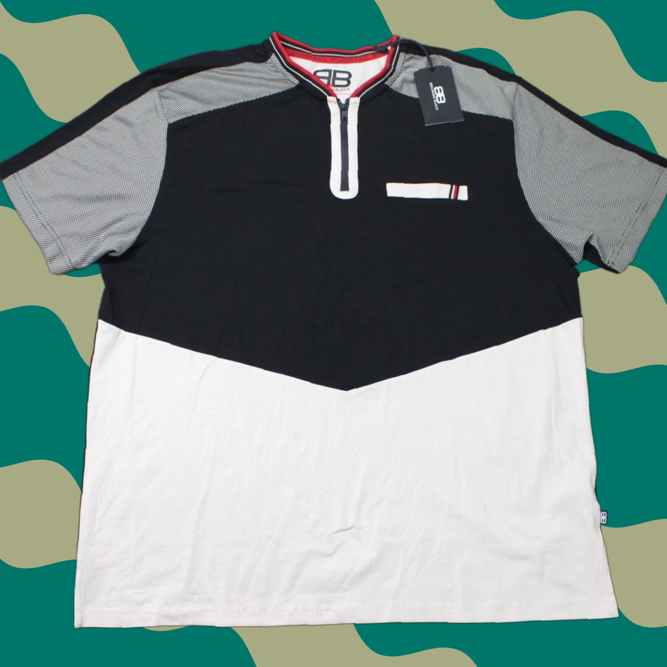 Vintage Benjamin Black Shirt Mens 2XL Black/White NWT 1/4 Zip Cotton Stretch Short Sleeve Crew Neck 90s Logo Size US XXL / EU 58 / 5 - 1 Thumbnail