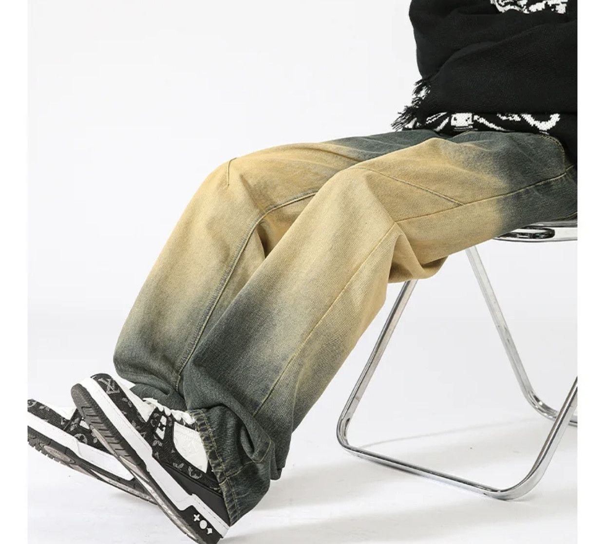 Denime × Japanese Brand Washed Old Jeans Men's Design Loose Tide Straight Pants Size US 31 - 3 Thumbnail