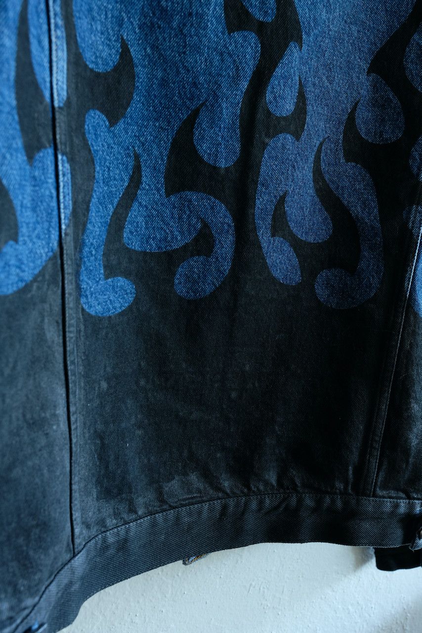Vetements Vetements Denim Flames Jean Jacket Fire Print Balenciaga Size US L / EU 52-54 / 3 - 9 Thumbnail