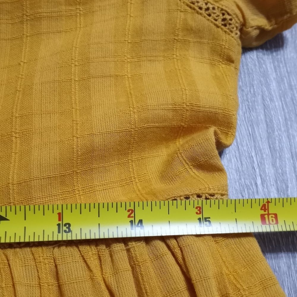 American Eagle Outfitters American Eagle Puff Sleeve Babydoll Mini Dress Small Mustard Size S / US 4 / IT 40 - 8 Thumbnail