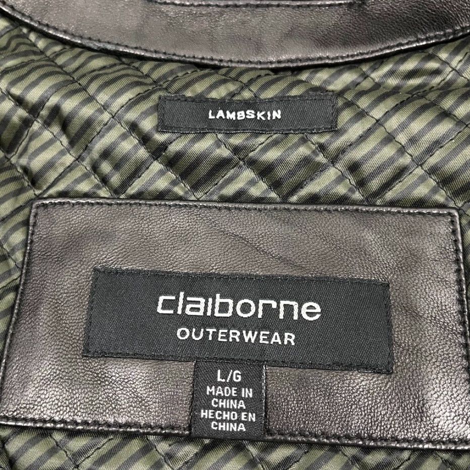 Liz Claiborne VINTAGE Claiborne Leather Jacket Mens L Full Zip Coat Black Size US L / EU 52-54 / 3 - 2 Thumbnail