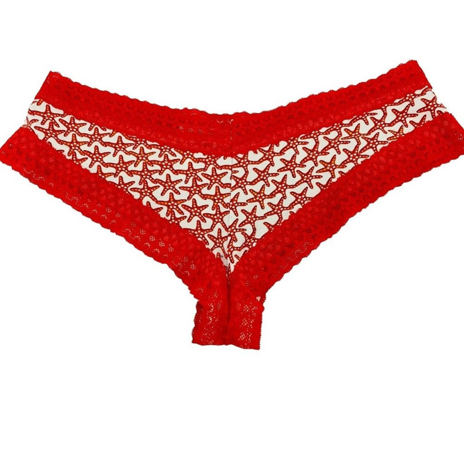 Victoria's Secret Victoria's Secret Red Starfish Lace Trim Cotton Cheeky Panty Size ONE SIZE - 6 Thumbnail