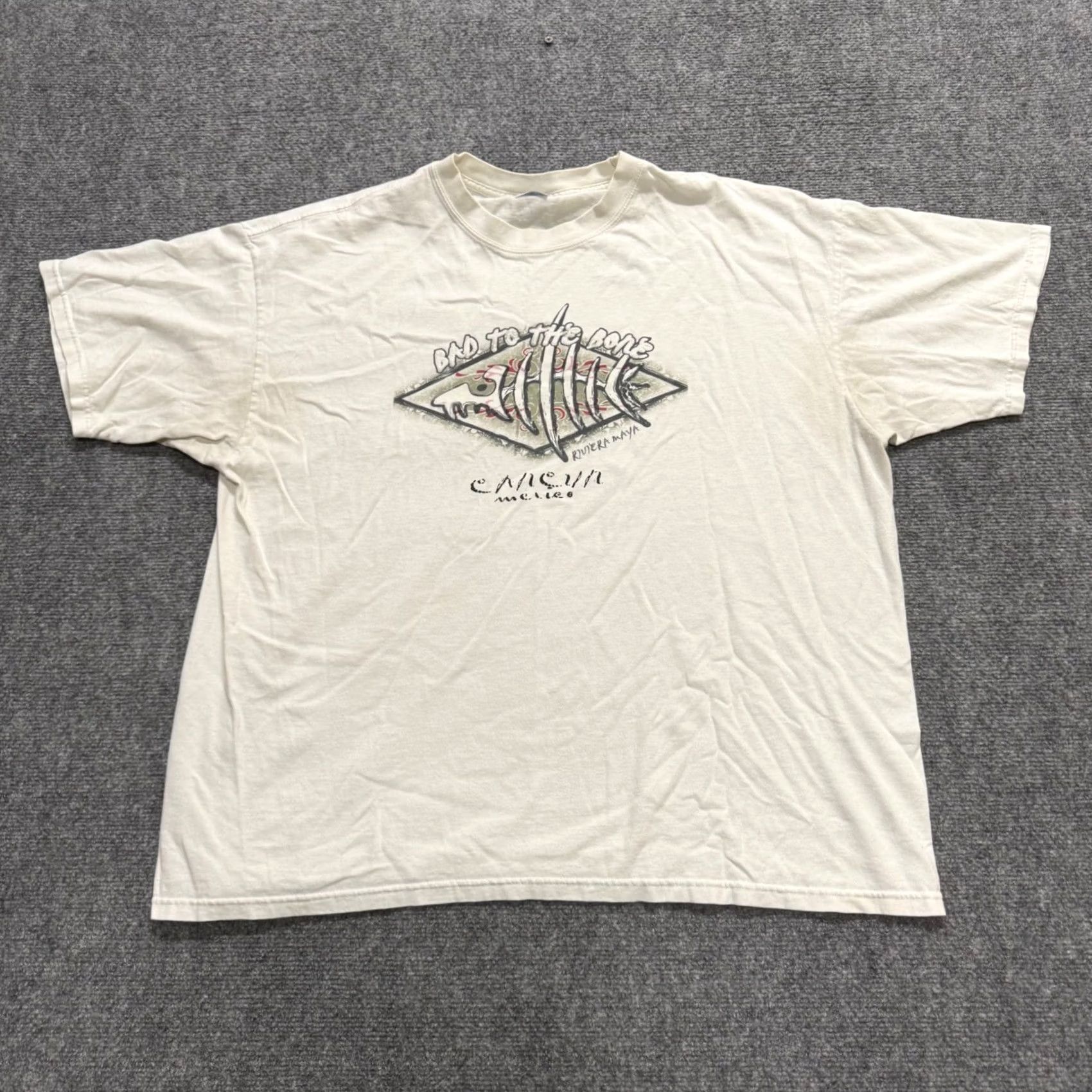 Bones VINTAGE Bad to the Bone T-shirt Men 2XLT White Y2K Grunge Distressed Stained VTG Vintage Shirt Mens 2XL Tall Size US XXL / EU 58 / 5 - 6 Thumbnail