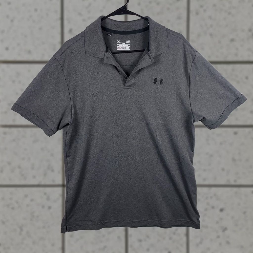 Under Armour Under Armour Polo Shirt Men’s Charcoal Gray HeatGear Loose-Fit Short Sleeve Collared Logo Regular Size L Size US L / EU 52-54 / 3 - 1 Thumbnail