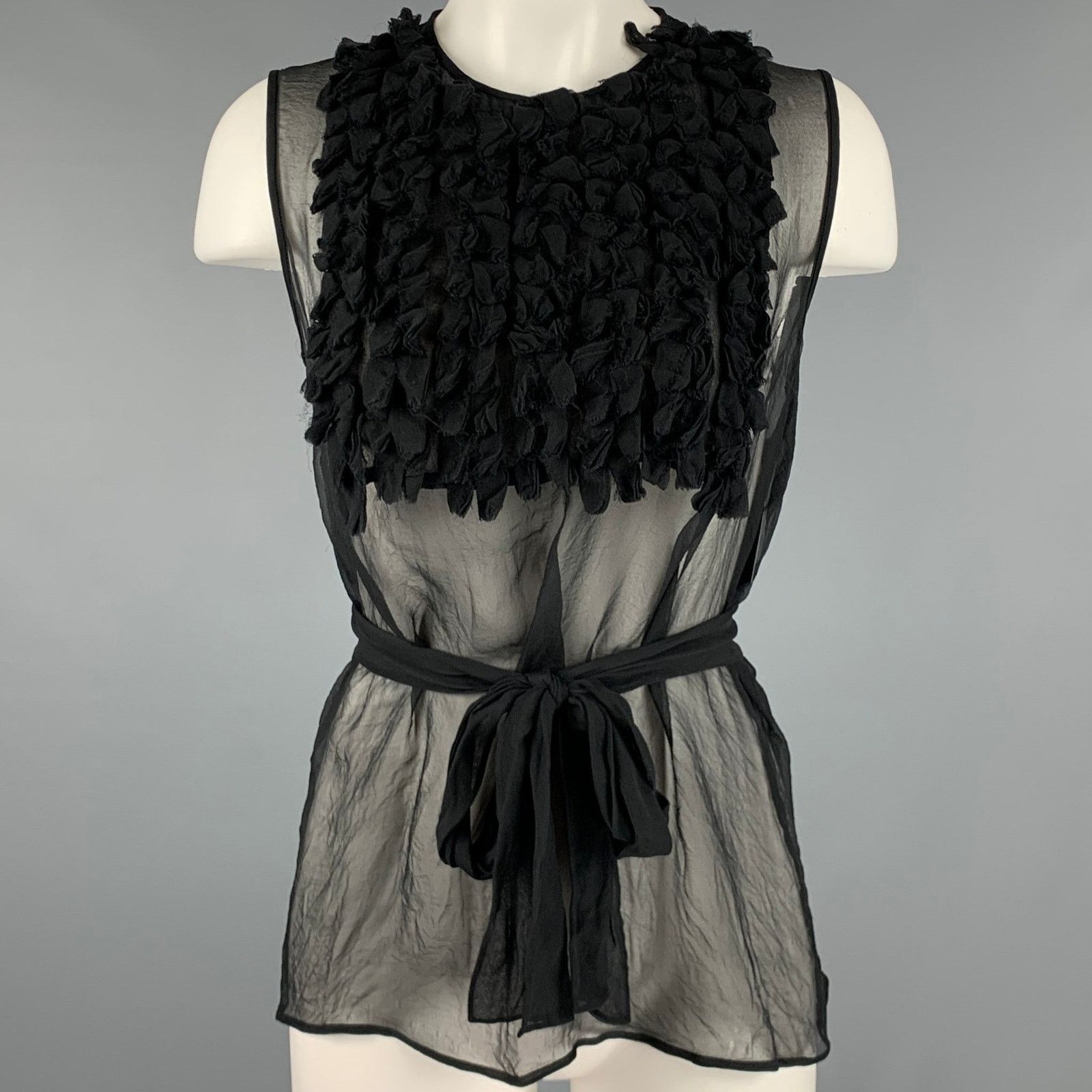 Dsquared2 DSQUARED2 Size 4 Black Chiffon Ruffled Sleeveless Dress Top Size S / US 4 / IT 40 - 1 Thumbnail