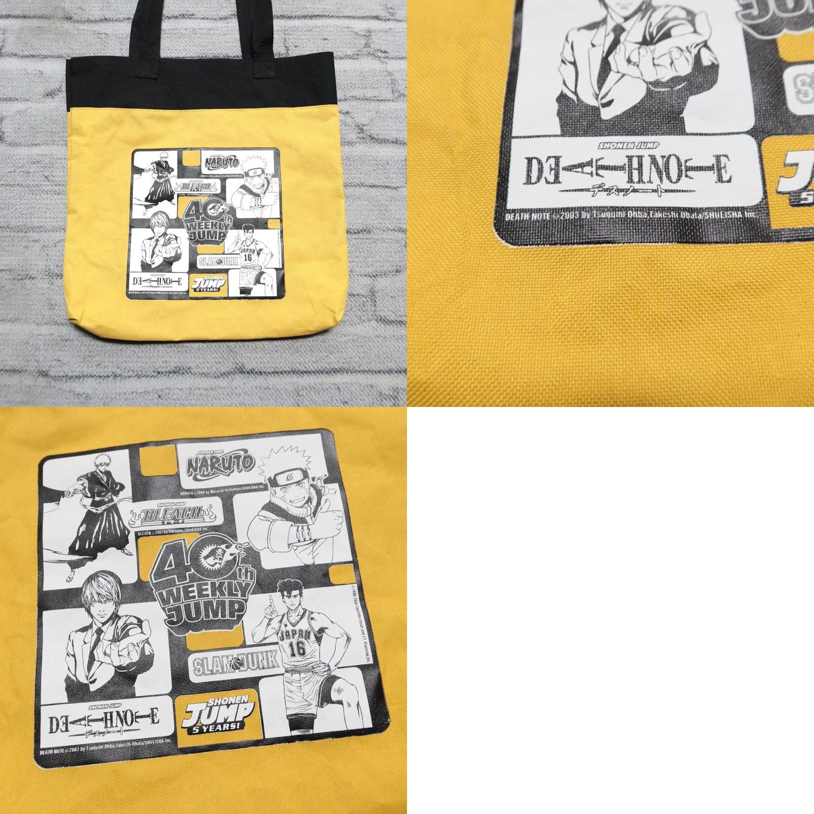 Vintage VINTAGE Viz Media Shonen Jump Promo Tote Bag Naruto Deathnote Bleach Pokemon Tote Yellow Men Size ONE SIZE - 8 Thumbnail
