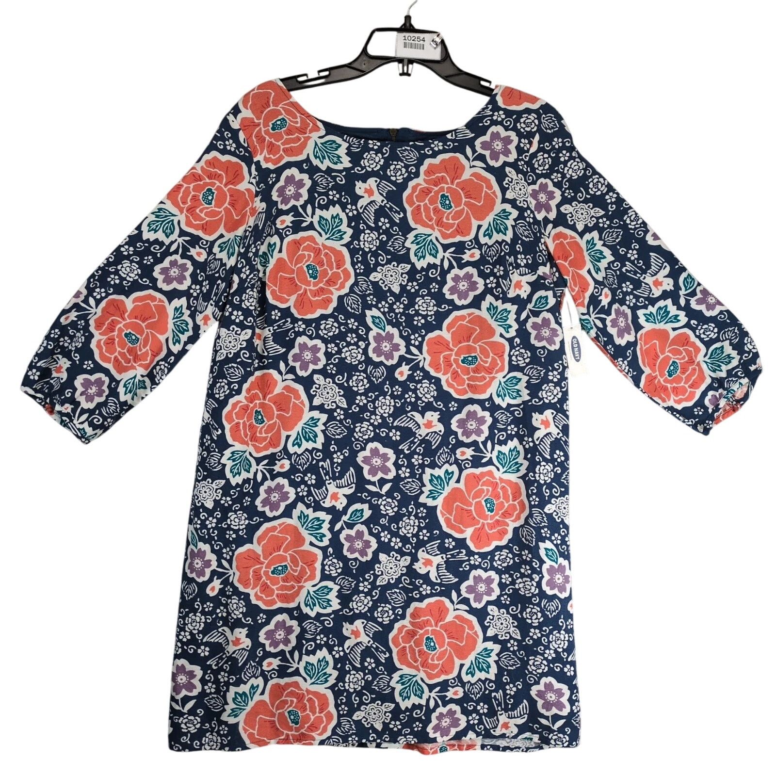 Old Navy NWT Old Navy Floral Bird Print Shift Dress Puff 3/4 Sleeve Size L / US 10 / IT 46 - 1 Thumbnail