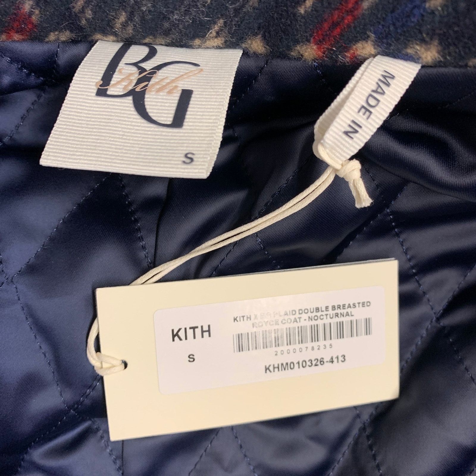 Kith Royce Navy Red Beige Wool Blend Plaid Double Breasted Coat Size US S / EU 44-46 / 1 - 6 Thumbnail