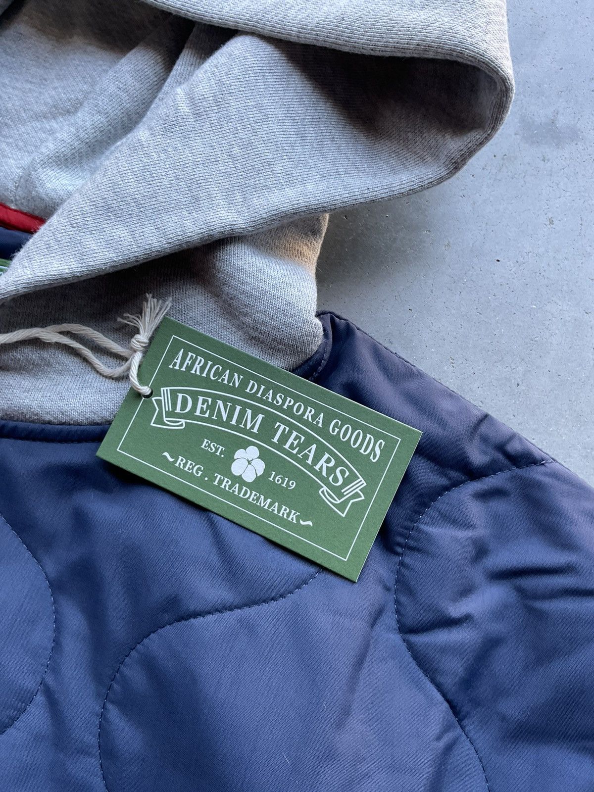 DENIM TEARS Denim Tears Quilted Nylon Hoodie Navy Blue Size US XL / EU 56 / 4 - 9 Thumbnail